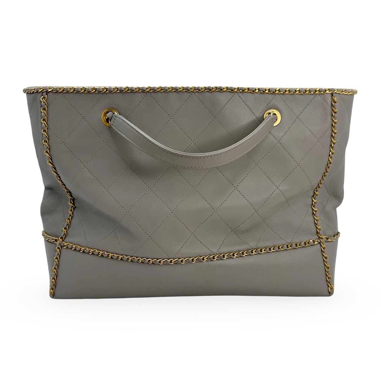 CHANEL: Quilted Leather Small Chain Around Shopping Tote