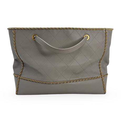 CHANEL: Quilted Leather Small Chain Around Shopping Tote