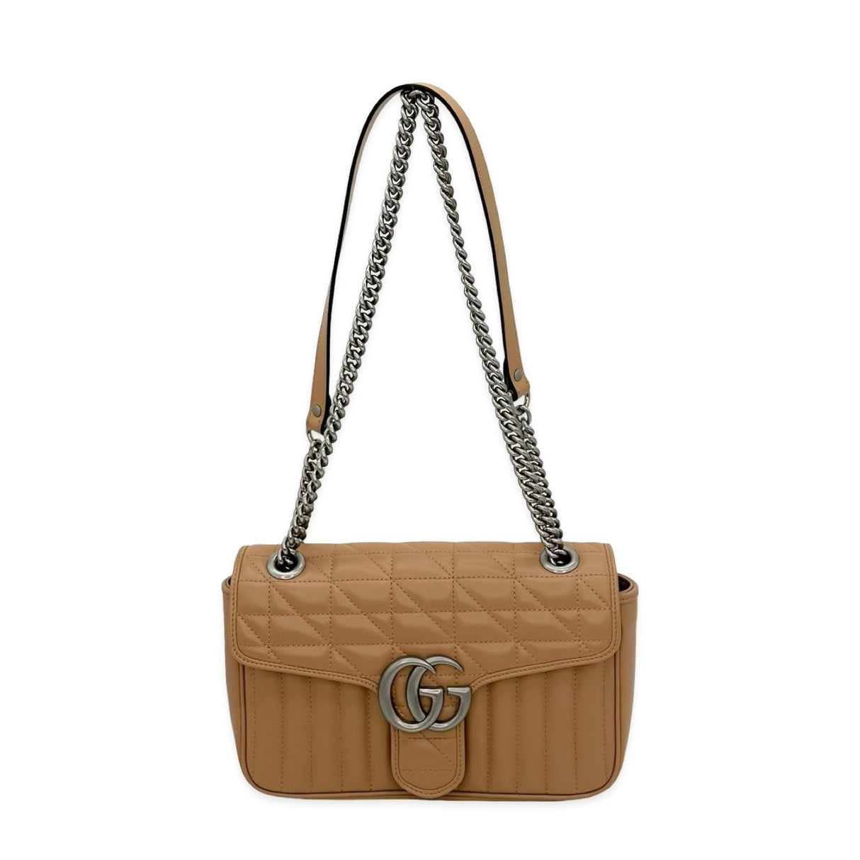 GUCCI: Aria Quilted GG Marmont Small Flap Bag