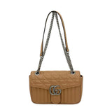 GUCCI: Aria Quilted GG Marmont Small Flap Bag