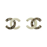 CHANEL: CC Crystal Enamel Post Earrings