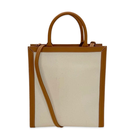 Woven Canvas Vertical Cabas Tote