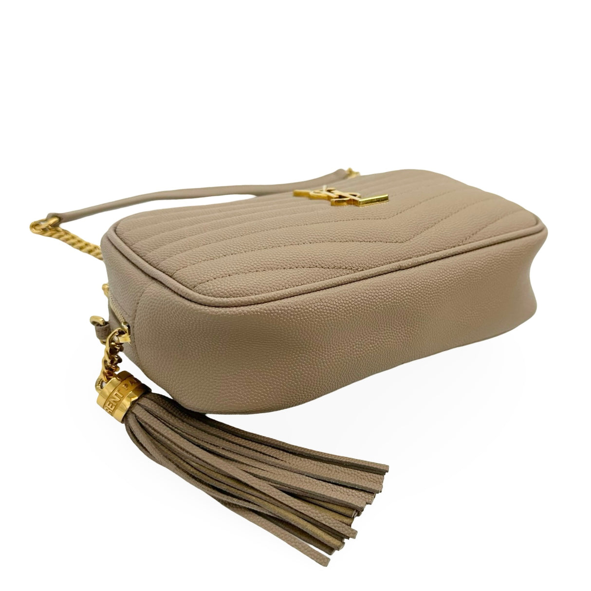 SAINT LAURENT: Quilted Grain de Poudre Mini Lou Camera Bag