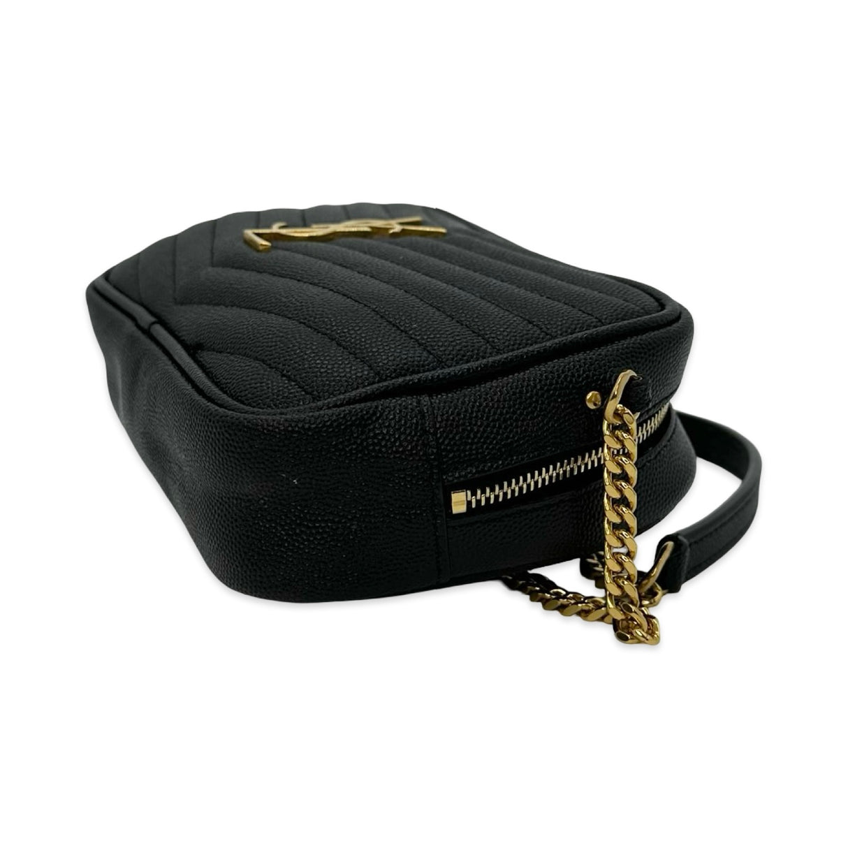 SAINT LAURENT: Quilted Grain de Poudre Mini Lou Camera Bag
