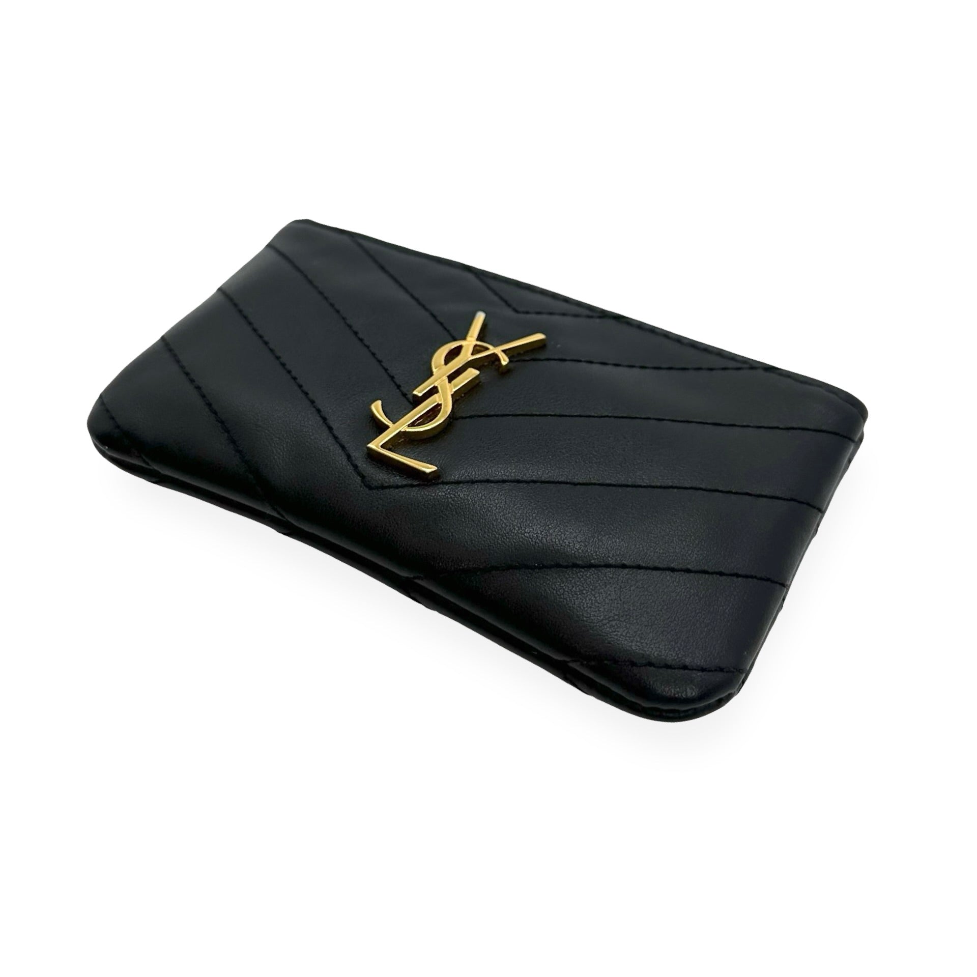 SAINT LAURENT: Quilted Leather Cassandre Zip Key Pouch – Luv