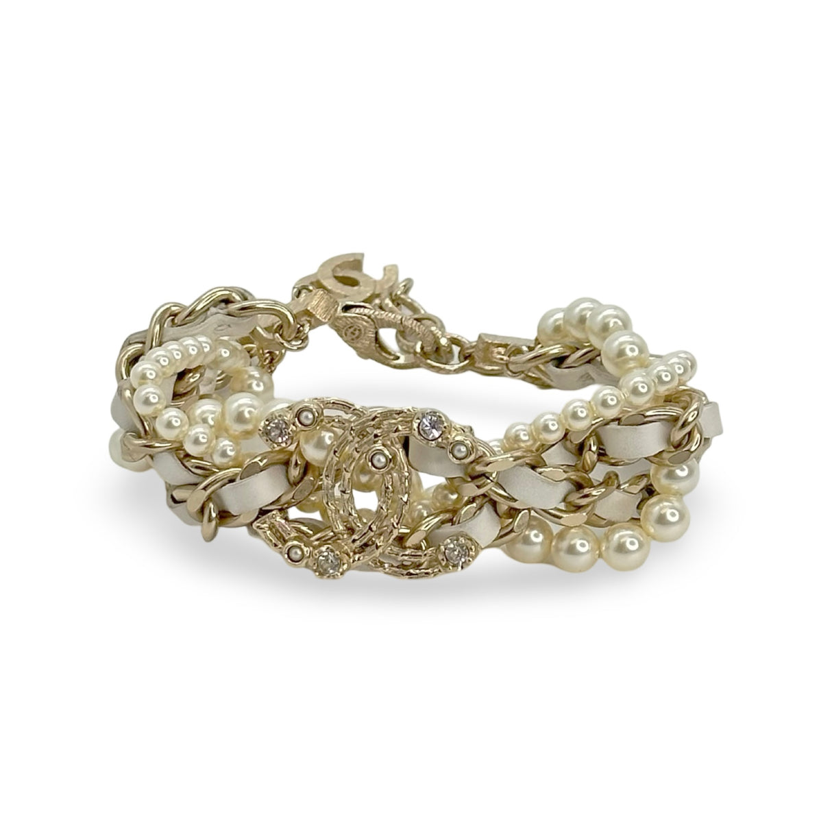 CHANEL: CC Woven Chain Layered Garland Bracelet