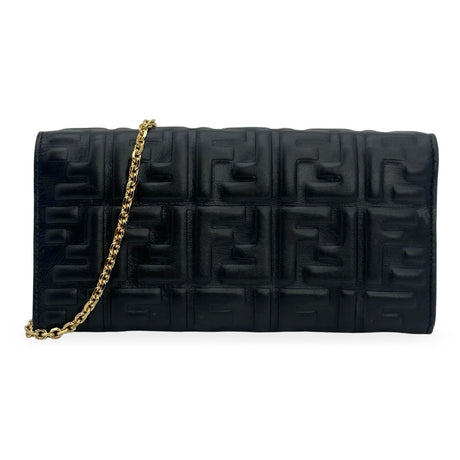 FENDI: FF Embossed Baguette Continental Wallet with Chain