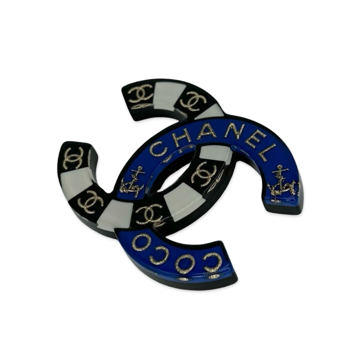 CHANEL: Resin CC Nautical Brooch