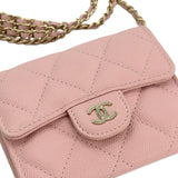 CHANEL: Quilted Caviar Classic Flap Wearable Card Holder Wallet