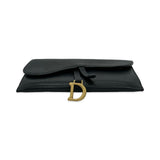 CHRISTIAN DIOR: Calfskin Long Saddle Wallet with Chain