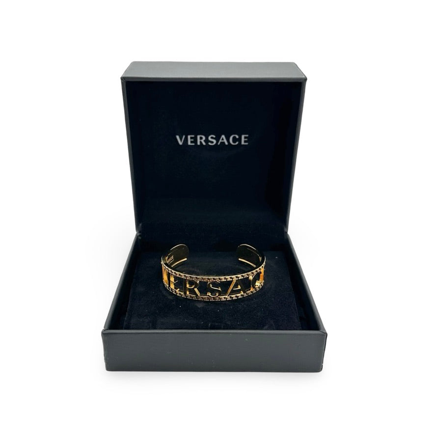 VERSACE: Logo Cuff Bracelet