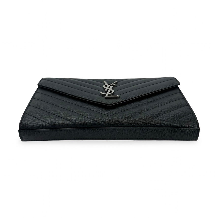 SAINT LAURENT: Quilted Grain de Poudre Classic Cassandre Chain Wallet