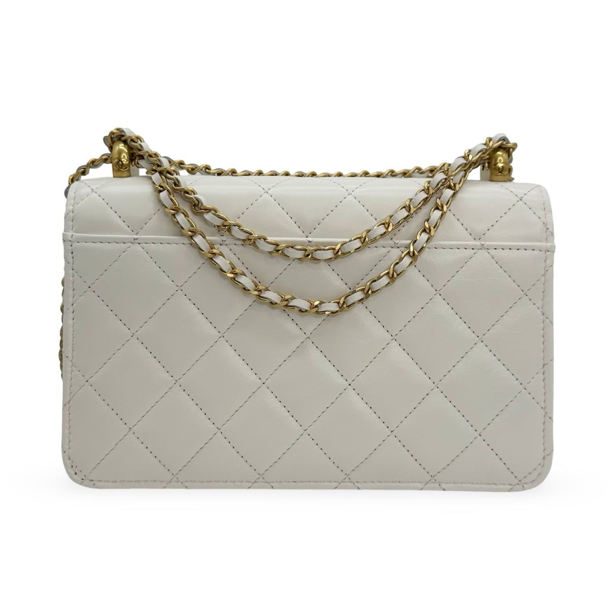 CHANEL: Quilted Shiny Calfskin Perfect Fit Wallet on a Chain