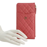 CHANEL: Quilted Caviar Zip Phone Zip Card Case