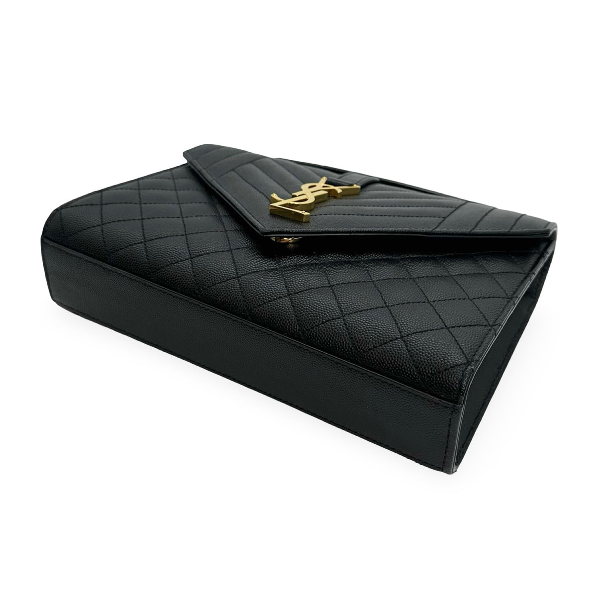 SAINT LAURENT: Grain de Poudre Triquilt Medium Envelope Chain Bag