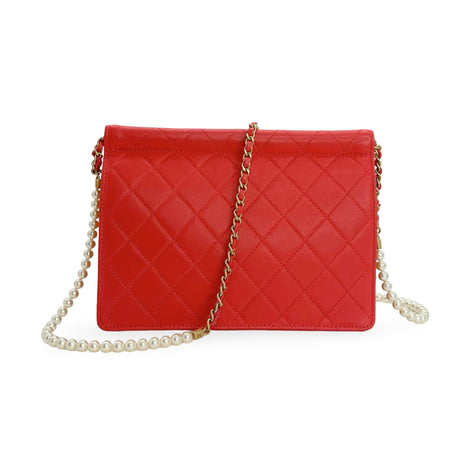 CHANEL: Quilted Lambskin Medium Pearl Chain Flap Bag