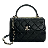 CHANEL: Quilted Lambskin Small Trendy Top Handle Flap Bag