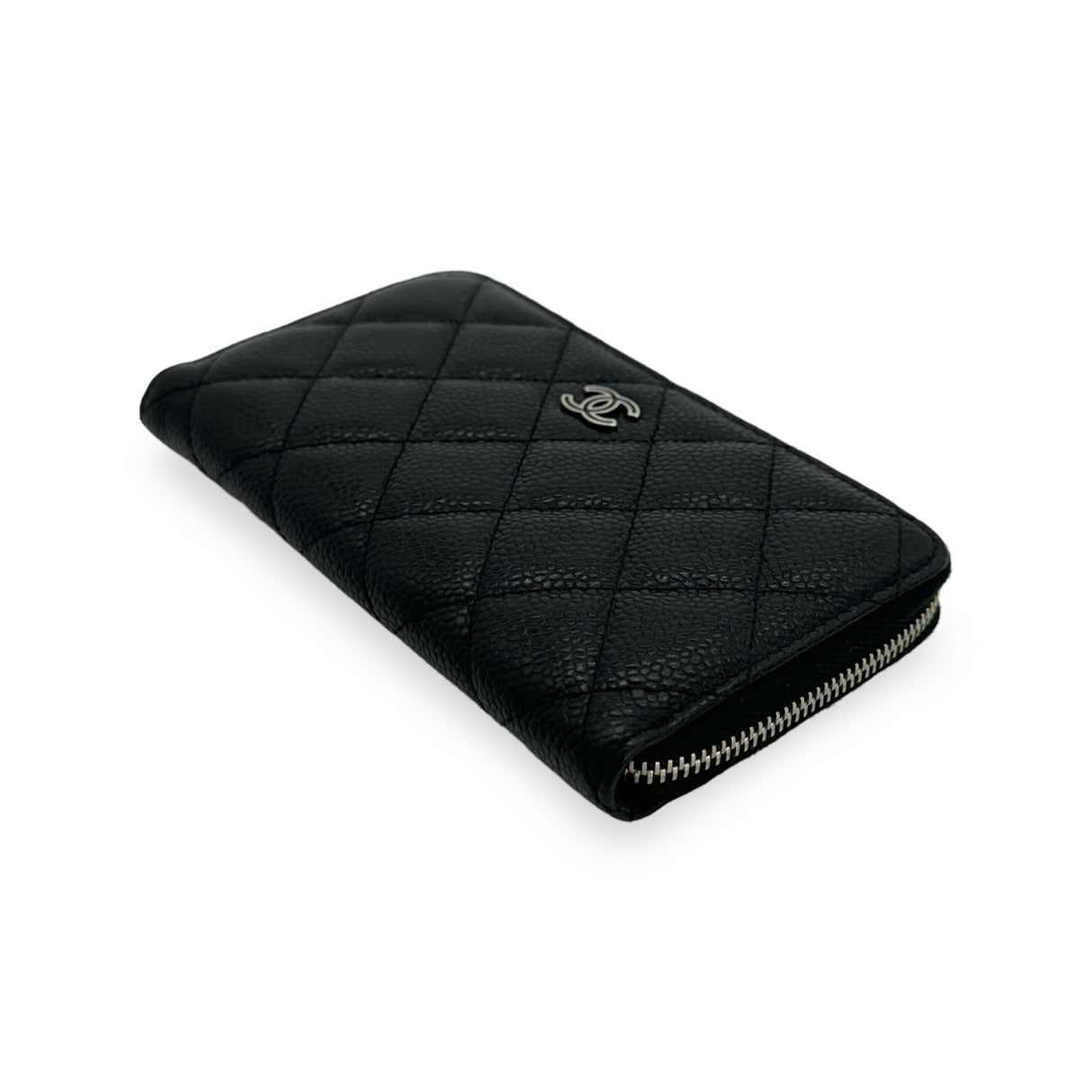 CHANEL: Quilted Caviar Medium Zip Around Wallet