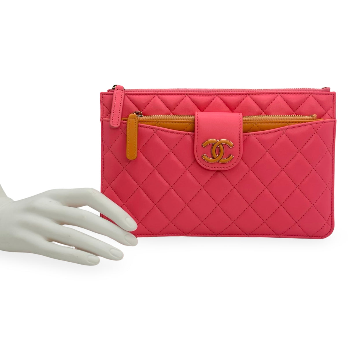 CHANEL: Quilted Lambskin Sunset Boulevard Pouch Case