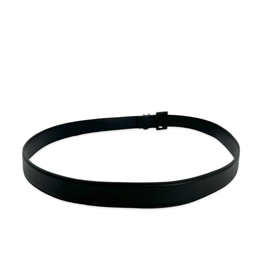SAINT LAURENT: Smooth Leather Cassandre Square Buckle Belt