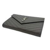 SAINT LAURENT: Quilted Grain de Poudre Classic Monogram Chain Wallet