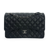CHANEL: Iridescent Quilted Caviar Jumbo Classic Double Flap