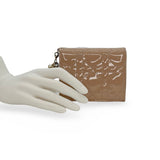 CHRISTIAN DIOR: Patent Cannage Mini Lady Dior Gardenia Wallet