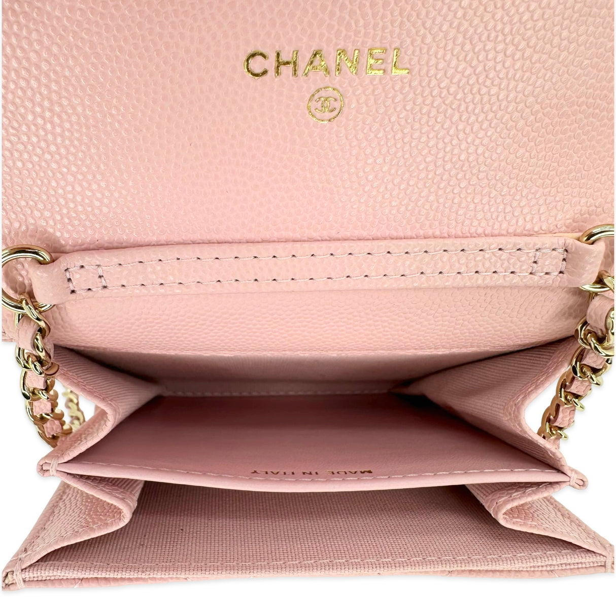 CHANEL: Quilted Caviar Classic Flap Wearable Card Holder Wallet