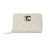 Quilted Caviar Crystal CC Zip Coin Purse