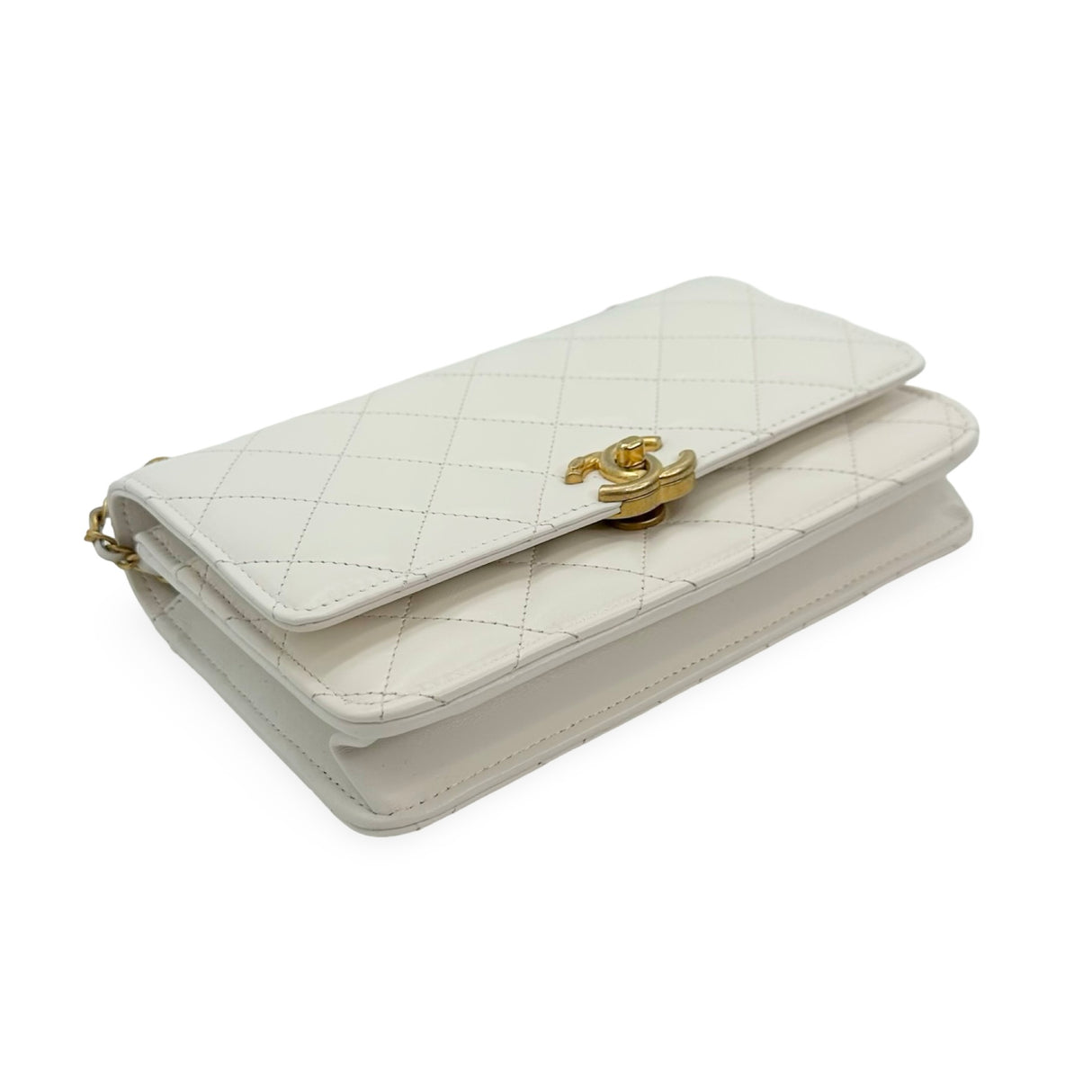 CHANEL: Quilted Shiny Calfskin Perfect Fit Wallet on a Chain
