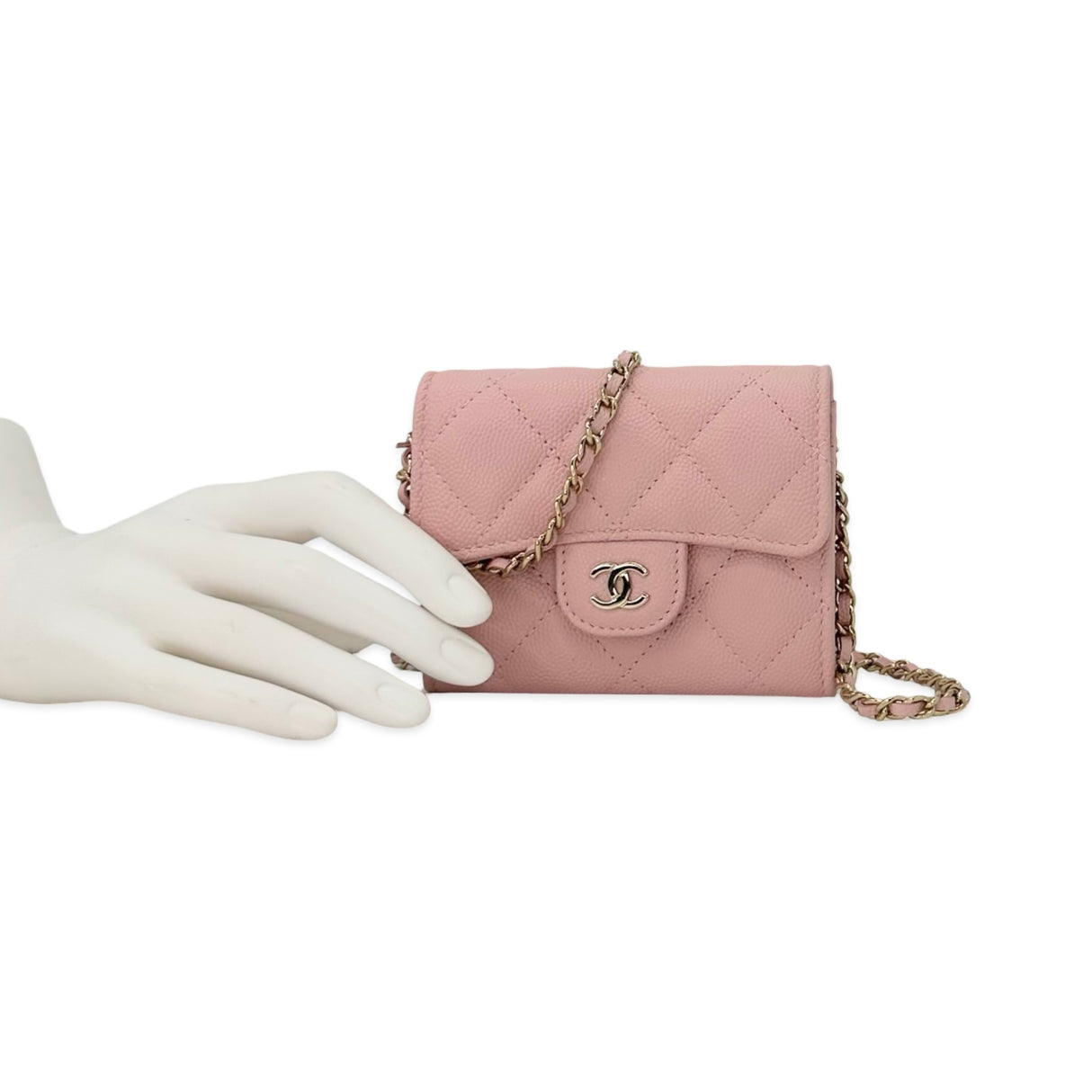 CHANEL: Quilted Caviar Classic Flap Wearable Card Holder Wallet