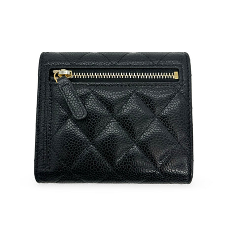 CHANEL: Quilted Caviar Small Classic Flap Wallet