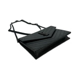 SAINT LAURENT: Quilted Grain de Poudre Small Cassandre Envelope Chain Wallet