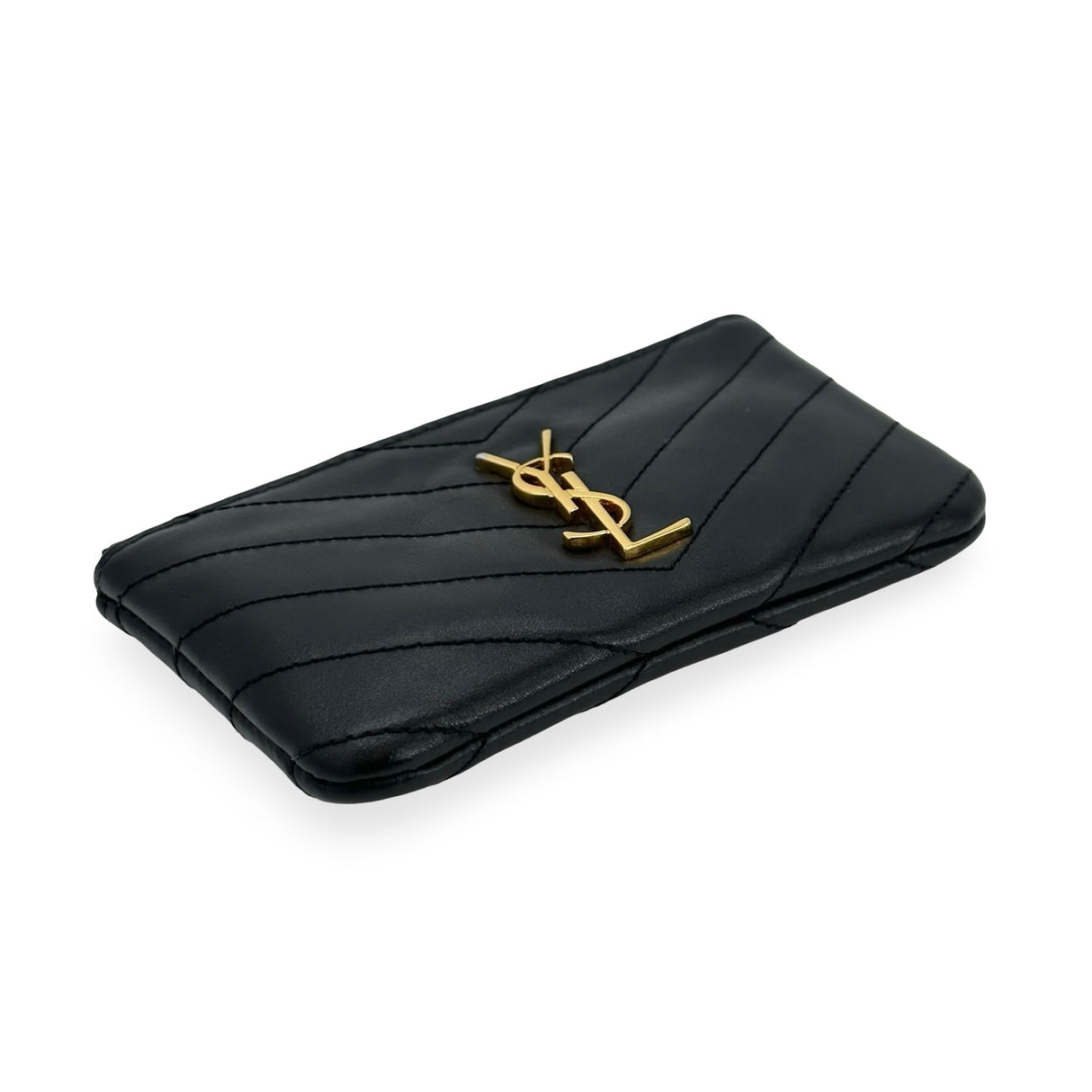 SAINT LAURENT: Calfskin Cassandre Matelasse Key Pouch