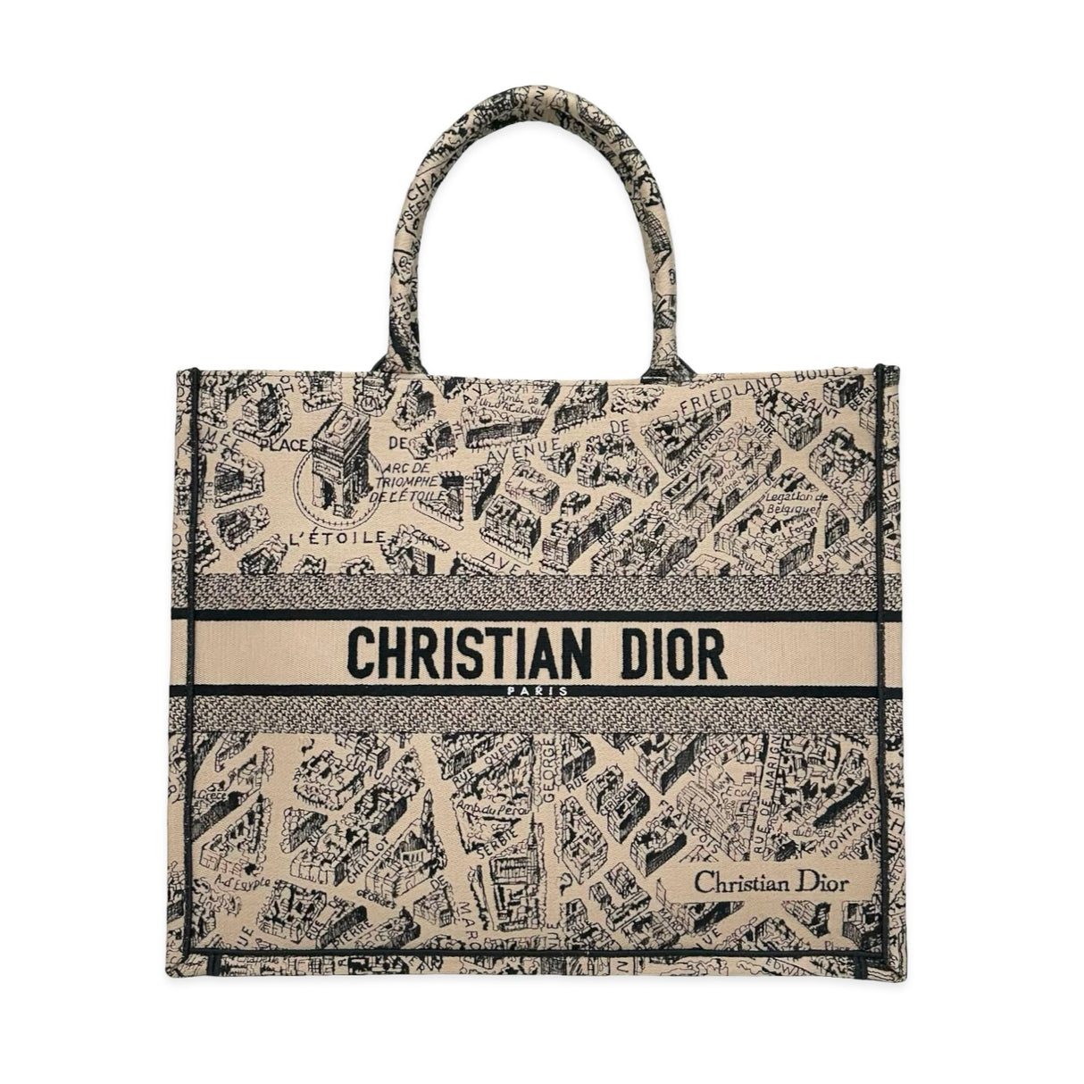 CHRISTIAN DIOR: Embroidered Plan de Paris Large Book Tote