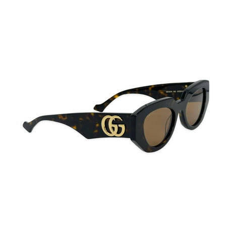 GUCCI: GG Tortoiseshell Geometric Cat Eye Sunglasses