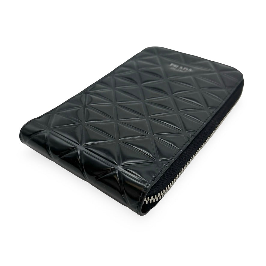 PRADA: Embossed Leather Symbole Phone Holder Crossbody