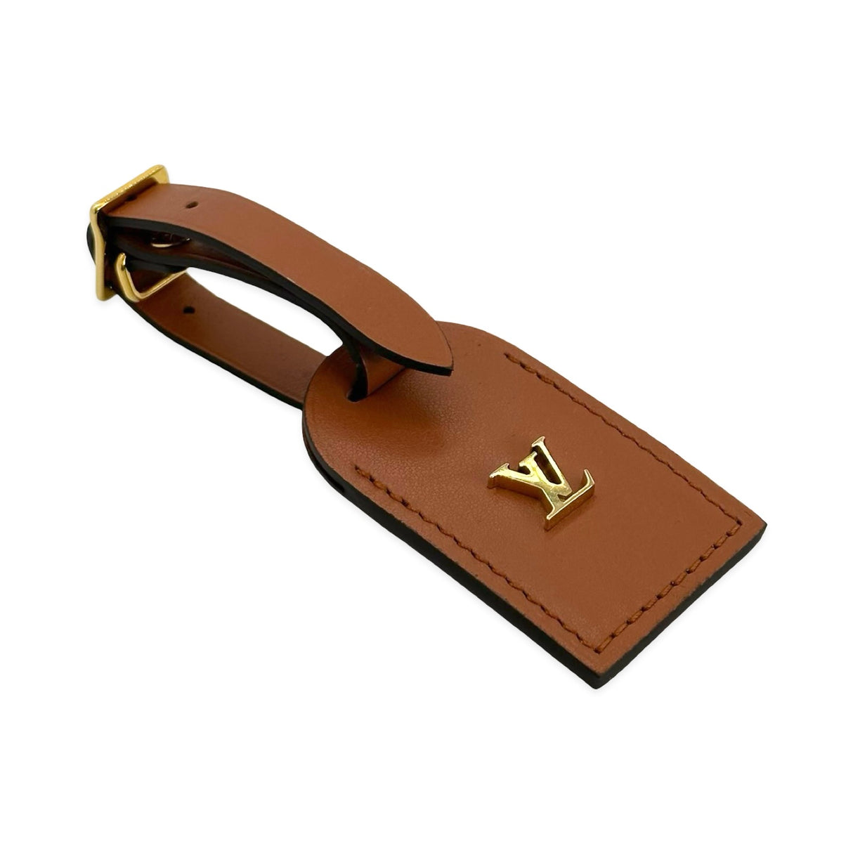 Brown Leather LV Luggage Tag