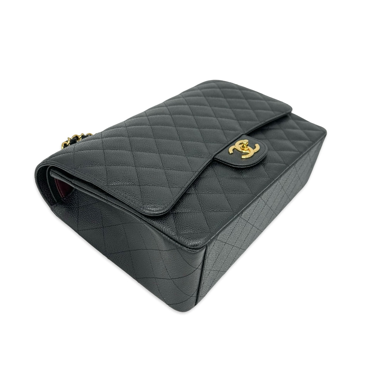 CHANEL: Quilted Caviar Maxi Classic Double Flap