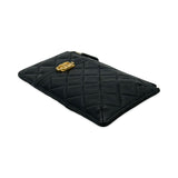 CHANEL: Quilted Caviar Boy Phone Holder Zip Card Pouch