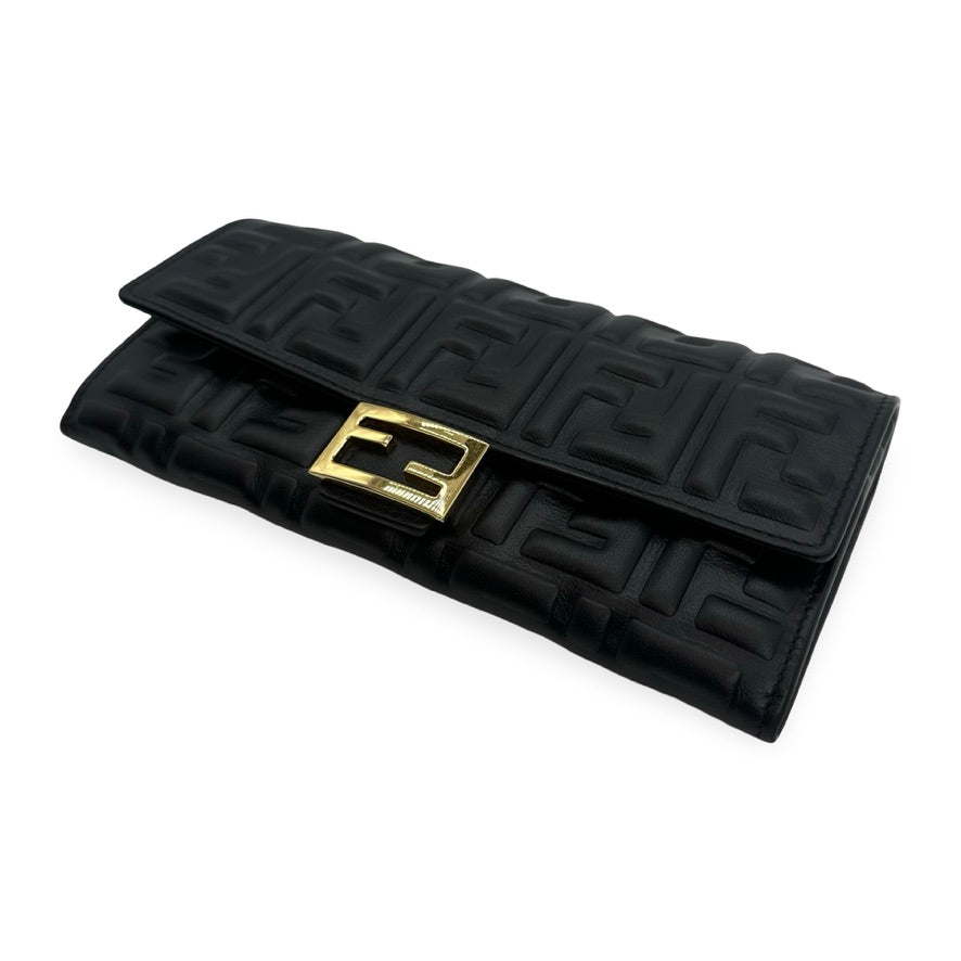 FENDI: FF Embossed Baguette Continental Wallet with Chain