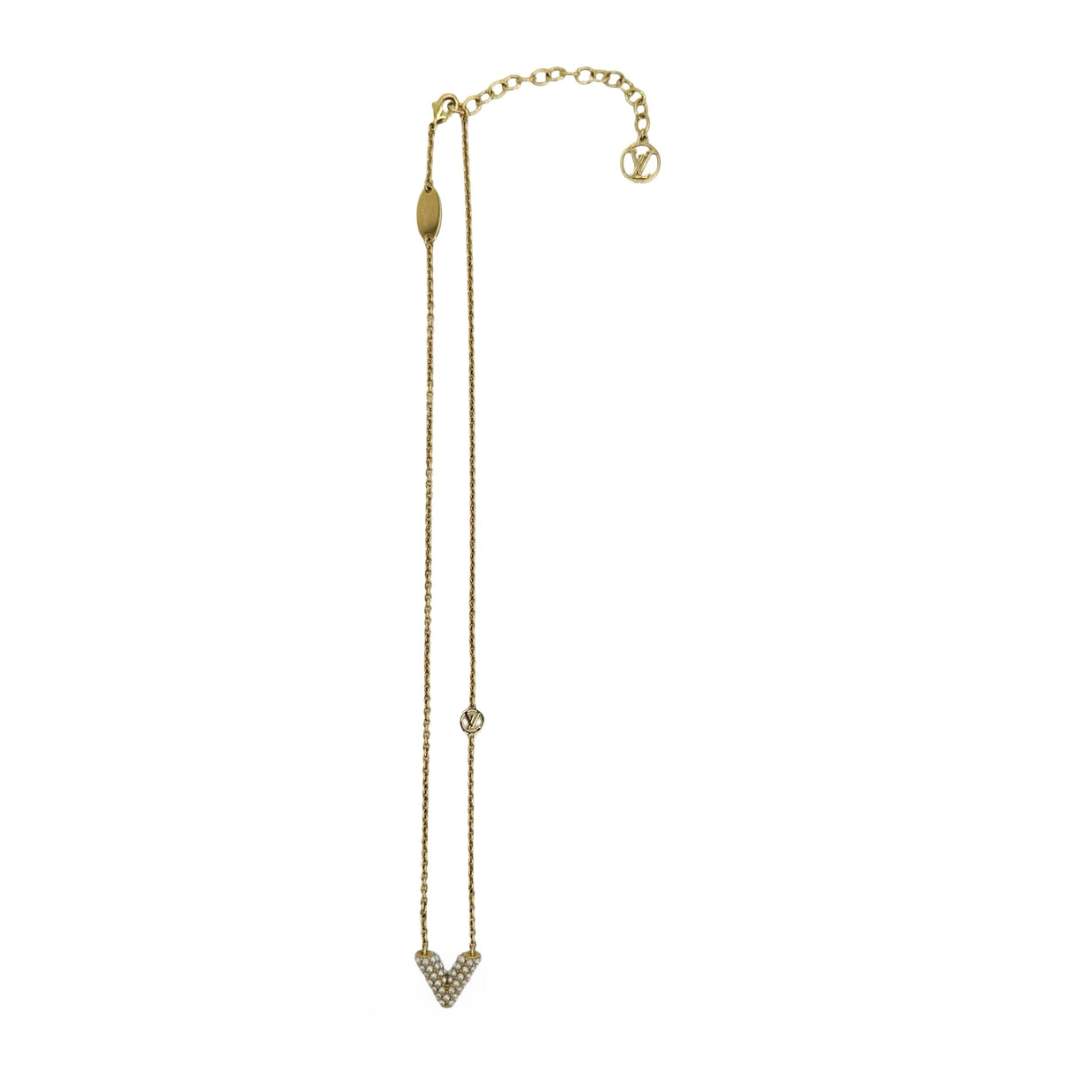 LOUIS VUITTON: Pearl Essential V Necklace