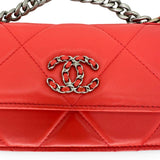 CHANEL: Quilted Lambskin Mini 19 Wallet on a Chain