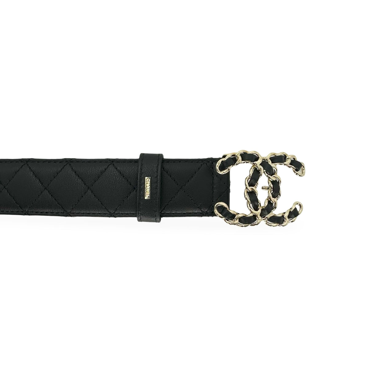 CHANEL: Quilted Lambskin Woven CC Belt
