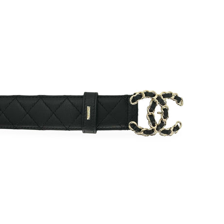 CHANEL: Quilted Lambskin Woven CC Belt
