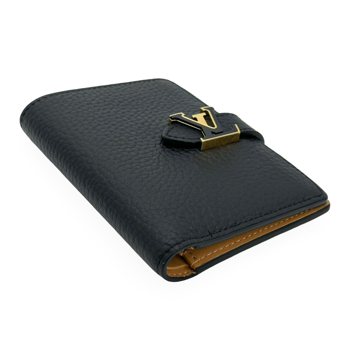 LOUIS VUITTON: Taurillon Capucines Vertical Compact Wallet