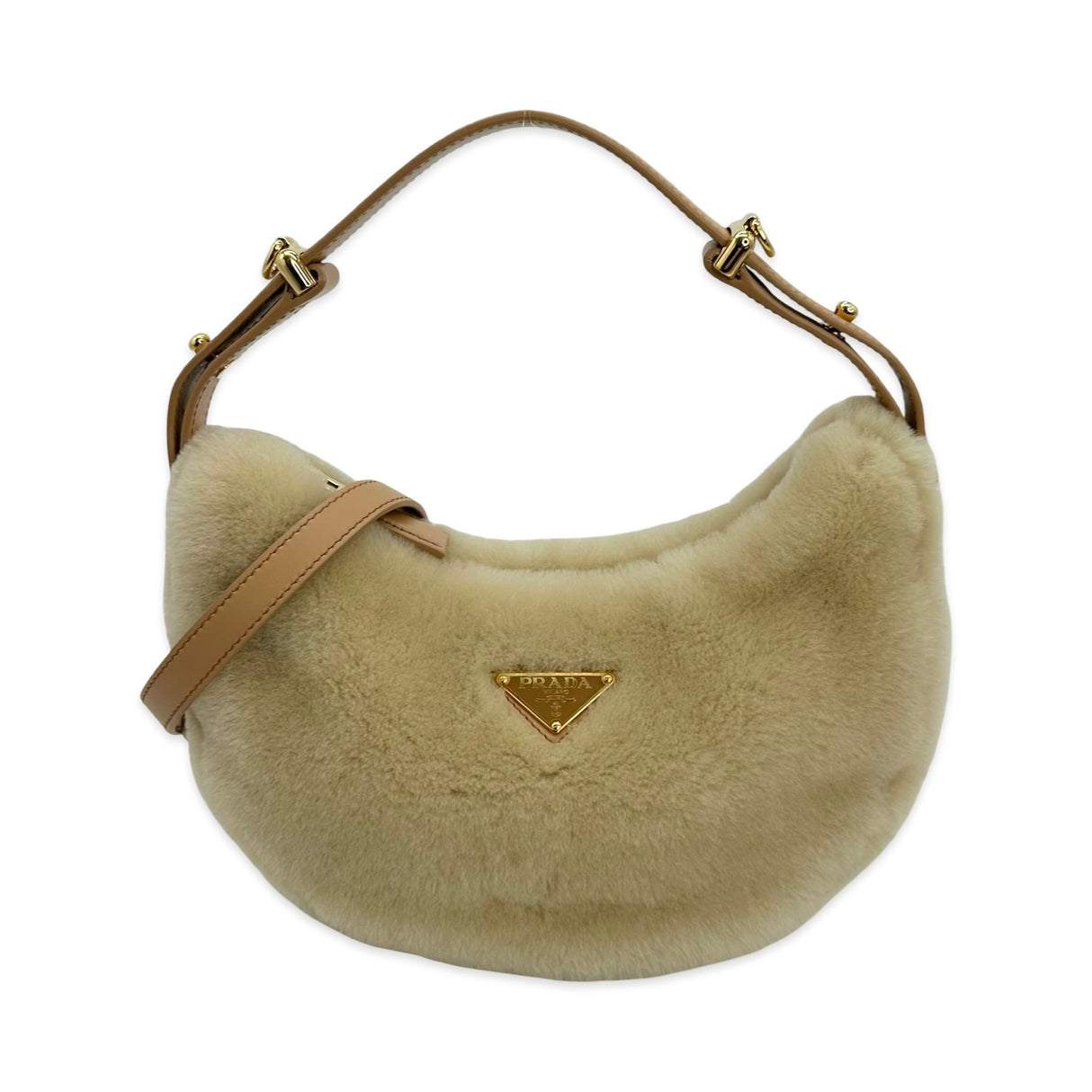 PRADA: Shearling Arque Shoulder Bag