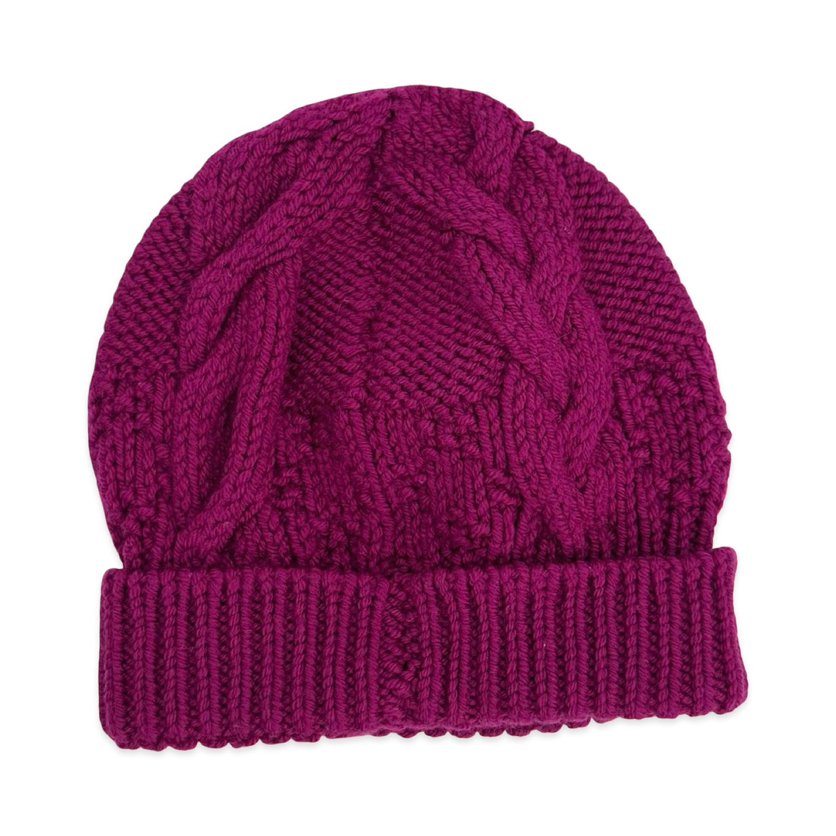 Wool Cable Knit Button Beanie Hat