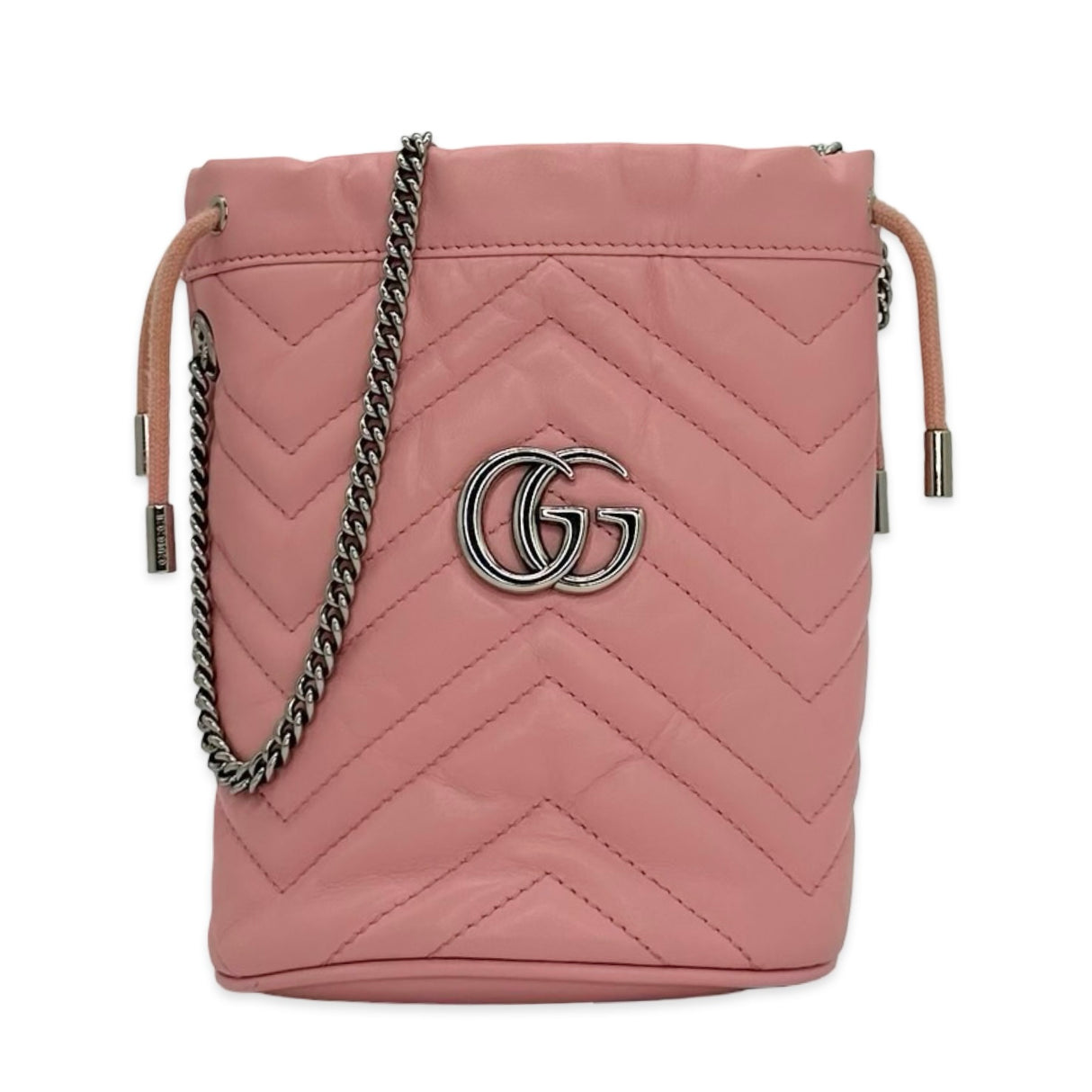 GUCCI: Quilted Leather GG Marmont Mini Bucket Bag