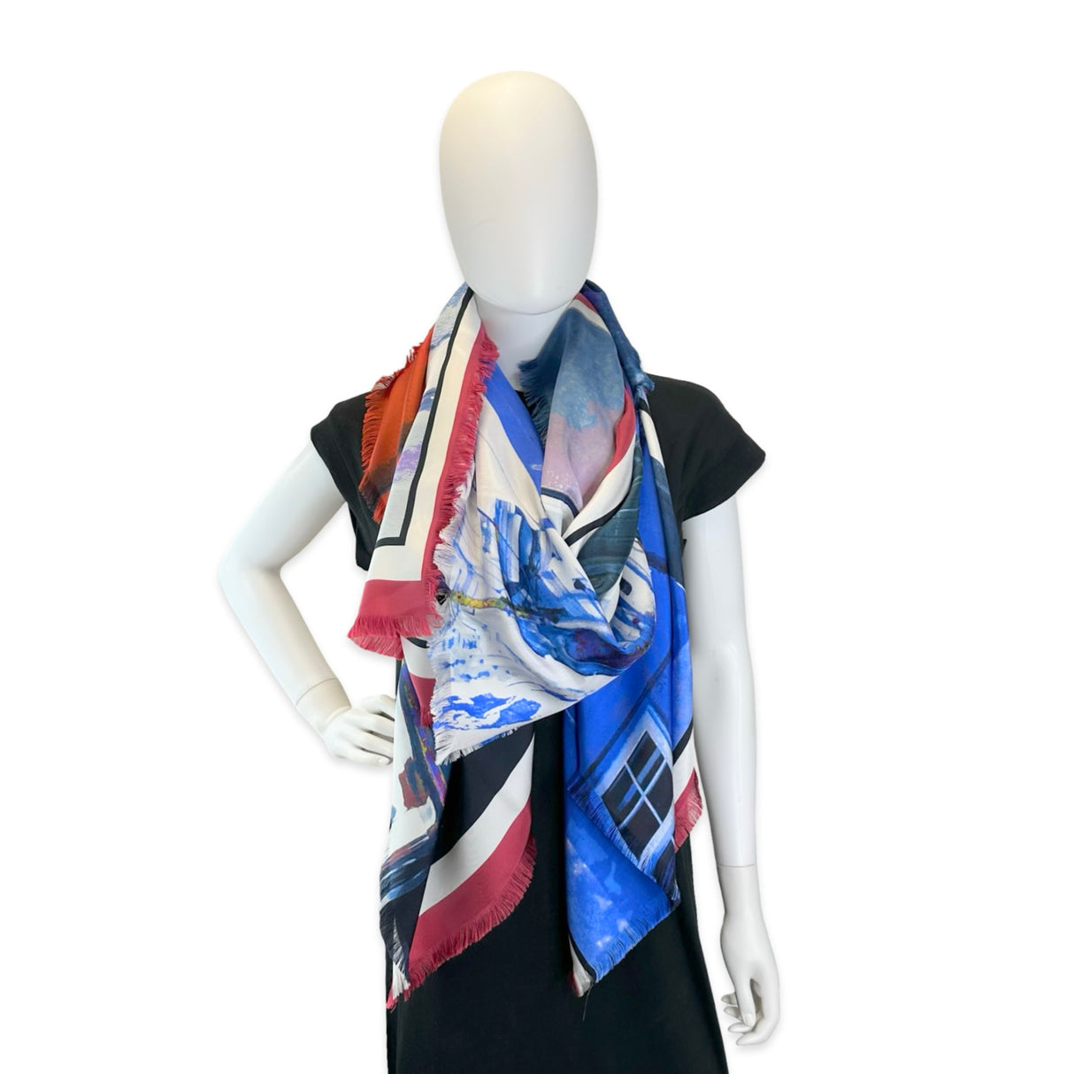 CHANEL: Silk Twill Paris-Cuba Cruise Large Scarf Shawl